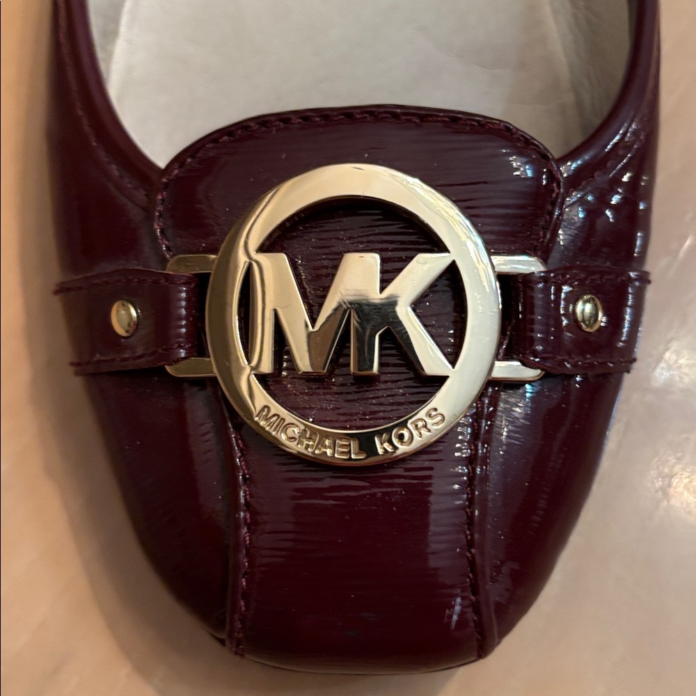 Michael Kors Fulton Merlot Ballet Flat With Gold MK Logo - Size 9.5 M - Picture 5 of 9